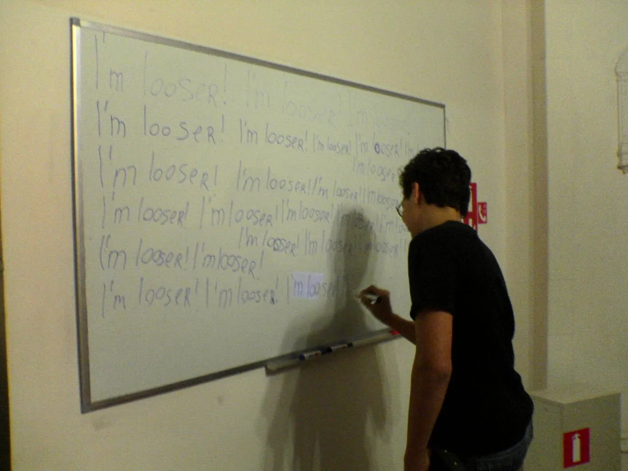 Progmeistars, 2006: a student lost a bet to his teacher and paid up on the whiteboard.