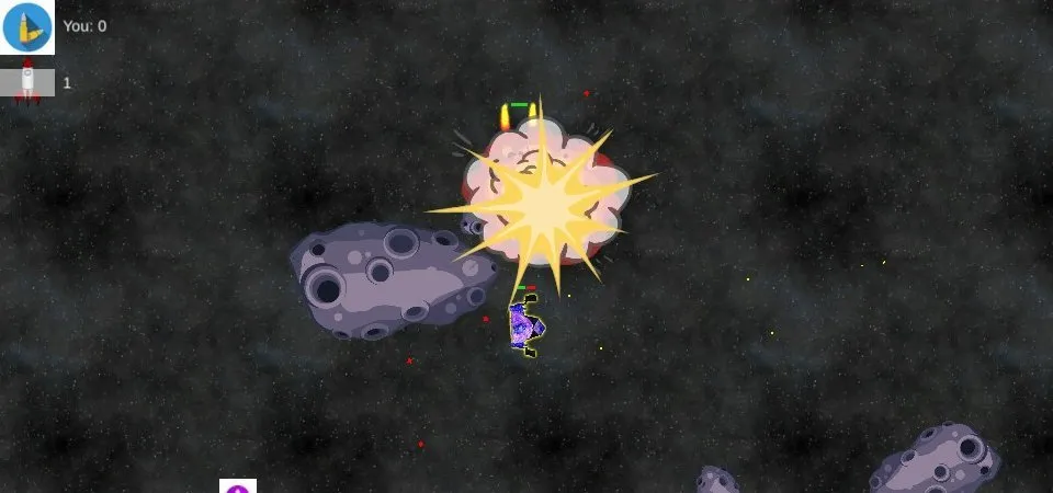 A rocket explosion by an asteroid